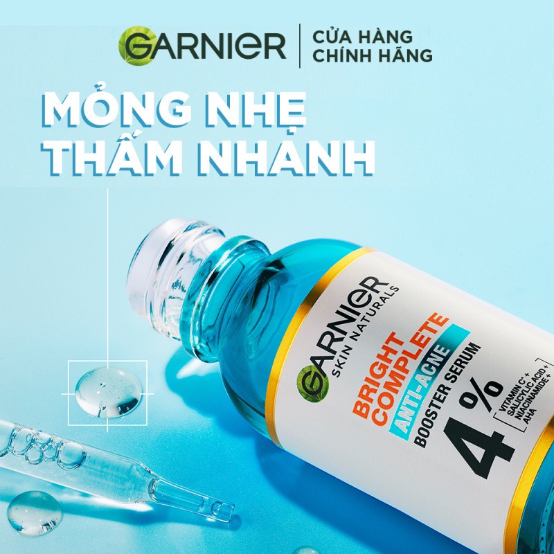 Tinh Chất Giảm Mụn Sáng Da Skin Naturals Bright Complete Anti-Acne Booster Serum Garnier 30ML 